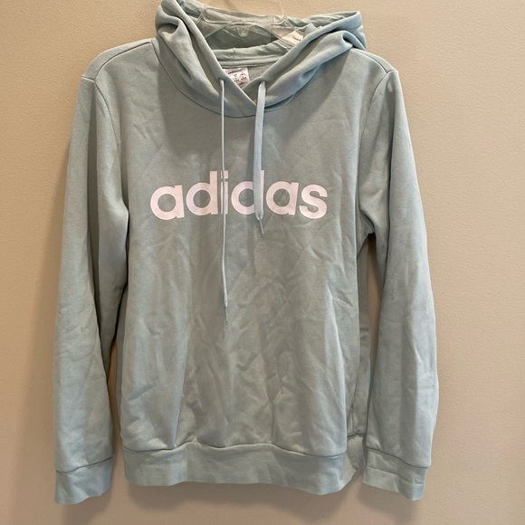 Adidas Mint Green Drawstring Hoodie Sweatshirt w Pockets Size Medium - Picture 1 of 8